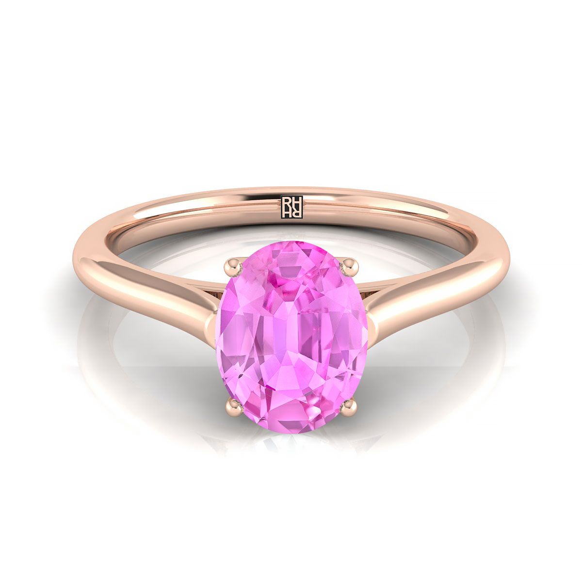 14K Oval Genuine Pink Sapphire and Diamond Ring 14K Gold / 8.25