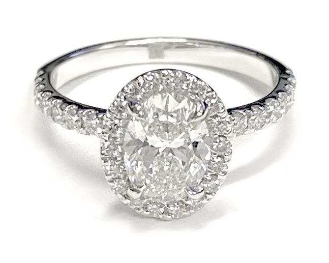 14K White Gold Round Brilliant Classic Halo Linear Diamond Engagement Ring -1/3ctw