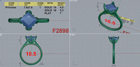 Custom Made Platinum Solitaire Engagement Ring with Kite Angled Set Lab Created 2.76 Carat Princess Cut Center Diamond IGI IGI 629490798