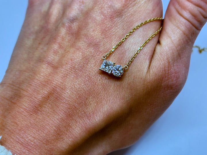 Custom Toi et Moi Pendant: Gold or Platinum with Your Choice of Diamonds(setting only, chain included)