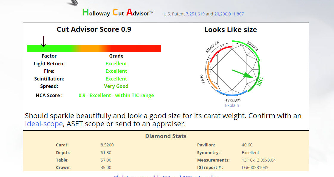 8.52 CARAT ROUND LAB GROWN DIAMOND IGI LG600381043