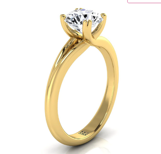 14K Yellow Gold Radiant East West Eight Claw Comfort Fit Solitaire Engagement Ring SKU: FY80220HIVS-RD125RH พร้อมศูนย์ GIA 1.04ct Natural Radiant 1469953091