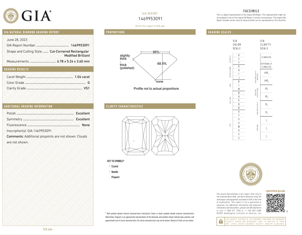 14K Yellow Gold Radiant East West Eight Claw Comfort Fit Solitaire Engagement Ring SKU: FY80220HIVS-RD125RH with Center GIA 1.04ct Natural Radiant 1469953091