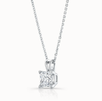 14k White Gold 4 Prong Solitaire Pendant With 1 Radiant LG 2.52ct LG620484173 On A 16 Inch Curb Chain