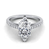 แหวนหมั้นเพชรแพลตตินัม Marquise French Pave Cathedral สไตล์ Solitaire -1/4ctw