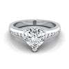 แหวนหมั้นเพชรรูปหัวใจ 18K White Gold Center Contemporary Tapered Channel -1/6ctw