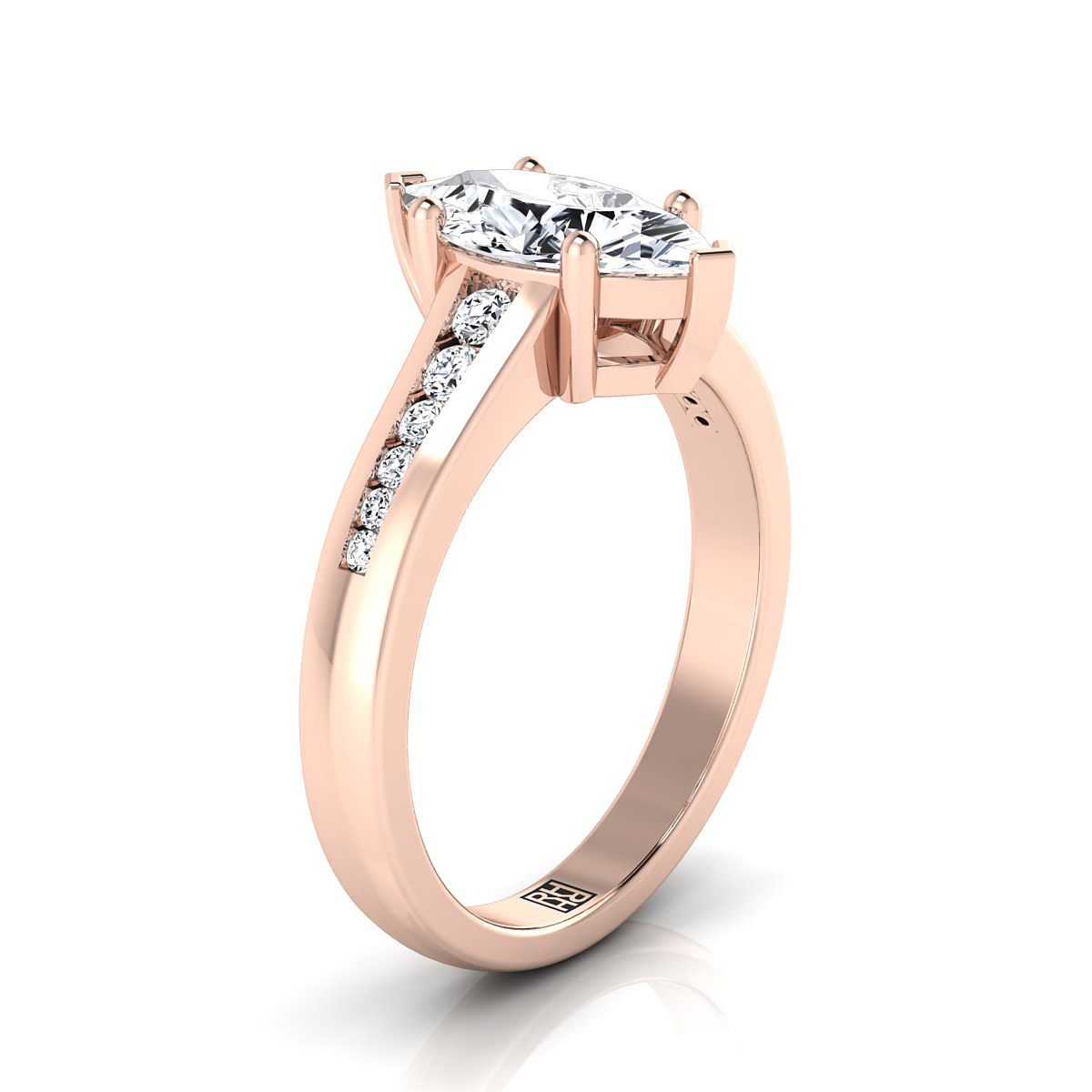 แหวนหมั้นเพชรทรงหยดน้ำ 14K Rose Gold Marquise Contemporary -1/6ctw