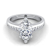 14K White Gold Marquise  Contemporary Tapered Diamond Channel Engagement Ring -1/6ctw