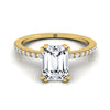 แหวนหมั้นเพชรสีเหลืองทอง 18K Simple French Pave Double Claw Prong -1/6ctw