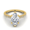 18K Yellow Gold Marquise  Simple Linear Diamond Pave Engagement Ring -1/5ctw