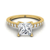 แหวนหมั้นเพชรแท้ 18K Yellow Gold Princess Cut Simple Linear -1/5ctw