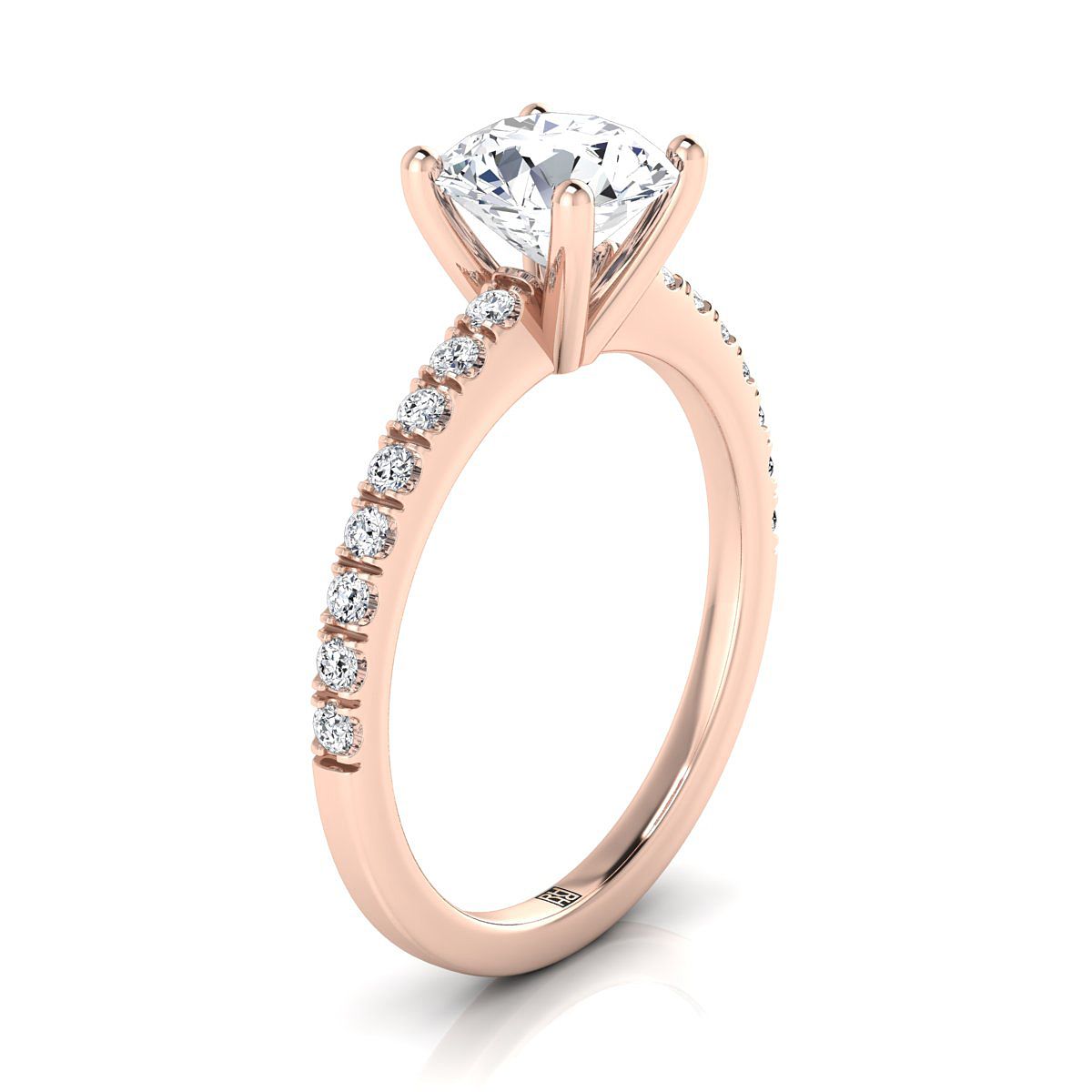 แหวนหมั้นเพชรแท้ 14K Rose Gold Round Brilliant Simple Linear -1/5ctw