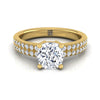 18K Yellow Gold Cushion Diamond Double Pave Row Engagement Ring -1/4ctw