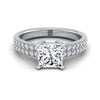 แหวนหมั้นเพชร 14K White Gold Princess Cut Diamond Double Pave Row -1/4ctw