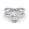 แหวนหมั้นเพชร 14K White Gold Pear Shape Center Open Diamond Pave Criss Cross -1-1/3ctw