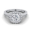 Platinum Cushion Diamond Classic Halo with Channel French Pave Engagement RING -1/3ctw