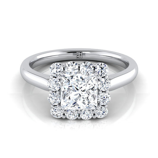 แหวนหมั้นเพชร 14K White Gold Princess Cut Diamond Halo 1/3ctw