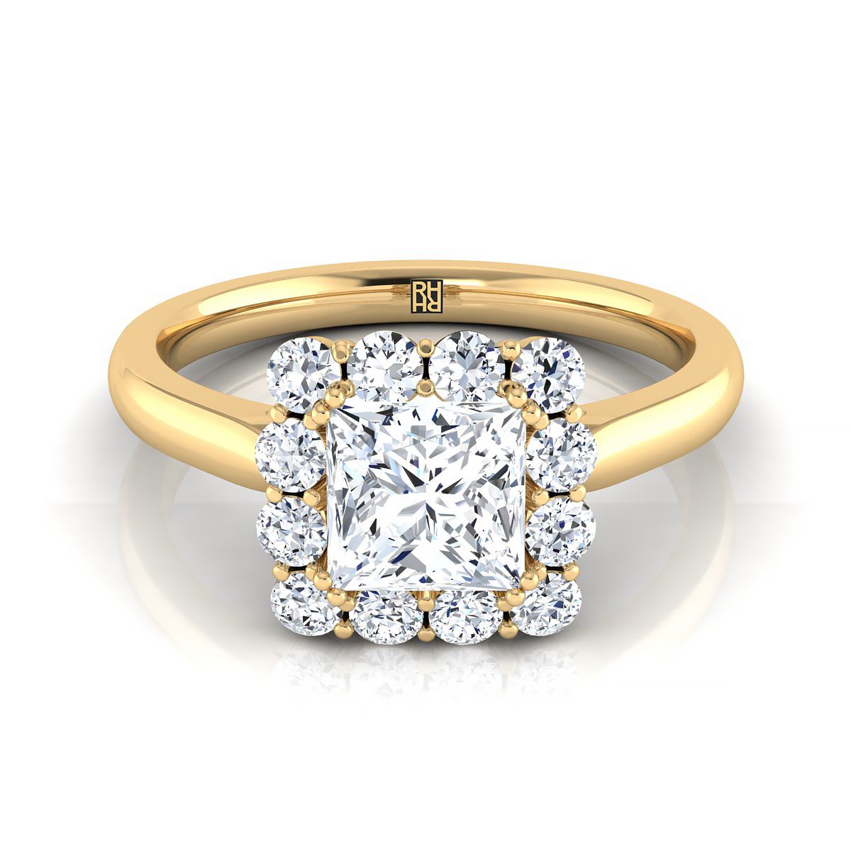 แหวนหมั้นเพชร 14K Yellow Gold Princess Cut Diamond Halo -1/3ctw