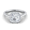 18K White Gold Asscher Cut Diamond Shared Prong Halo Engagement Ring -1/5ctw