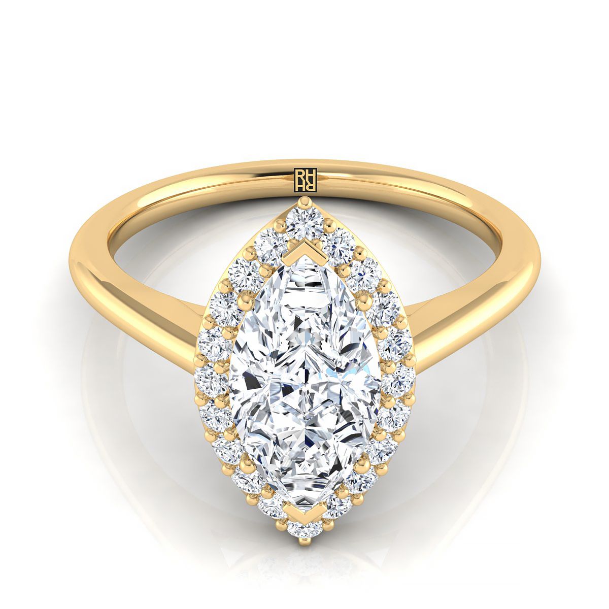 แหวนหมั้นเพชร Marquise ทอง 14K ที่ใช้ร่วมกัน -1/4ctw