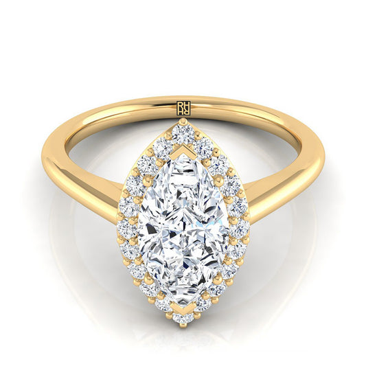 แหวนหมั้นเพชร Marquise ทอง 18K ที่ใช้ร่วมกัน -1/4ctw