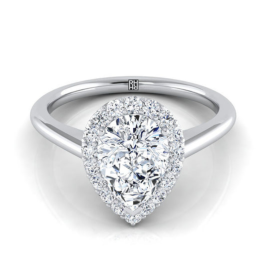 แหวนหมั้นเพชร 14K White Gold Pear Shape Center -1/4ctw