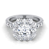 14K White Gold Asscher Cut Diamond Luxe Style French Pave Halo Engagement Ring -1-1/10ctw