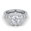 แหวนหมั้นเพชร 14K White Gold Cushion Diamond Luxe Style French Pave Halo -1-1/10ctw