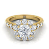 แหวนหมั้นเพชร 18K Yellow Gold Cushion Diamond Luxe Style French Pave Halo -1-1/10ctw