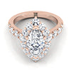 14K Rose Gold Marquise  Diamond Luxe Style French Pave Halo Engagement Ring -1-1/10ctw