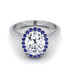 14K White Gold Oval Micro-Pavé Halo With Pave Side Diamond Engagement Ring -7/8ctw