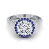 18K White Gold Round Brilliant Micro-Pavé Halo With Pave Side Diamond Engagement Ring -7/8ctw