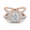 แหวนหมั้นเพชร 14K Rose Gold แบบเปิด Criss Cross French Pave -1/2ctw