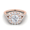 14K Rose Gold Cushion Diamond Simple Prong Halo Split Shank Engagement Ring -1/2ctw