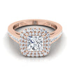 แหวนหมั้นเพชร 14K Rose Gold Princess Cut Double Halo Channel -5/8ctw