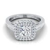 แหวนหมั้นเพชร 18K White Gold Princess Cut Diamond Double Halo Channel Side -5/8ctw