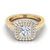 แหวนหมั้นเพชร Princess Cut 14K Yellow Gold Diamond Double Halo Channel Side -5/8ctw