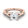 แหวนหมั้นเพชร 14K Rose Gold Asscher Cut Delicate Twist Solitaire