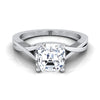 แหวนหมั้นทองขาว 18K Asscher Cut ละเอียดอ่อน Twist Solitaire