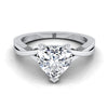 18K White Gold Heart Shape Center Delicate Twist Solitaire Engagement Ring