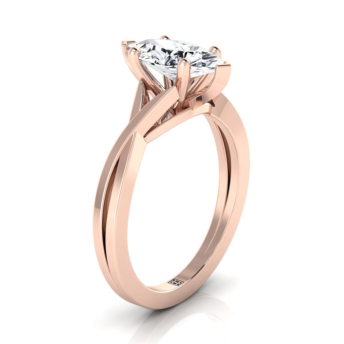 แหวนหมั้น Solitaire Twist Solitaire ทรง Marquise โรสโกลด์ 14K