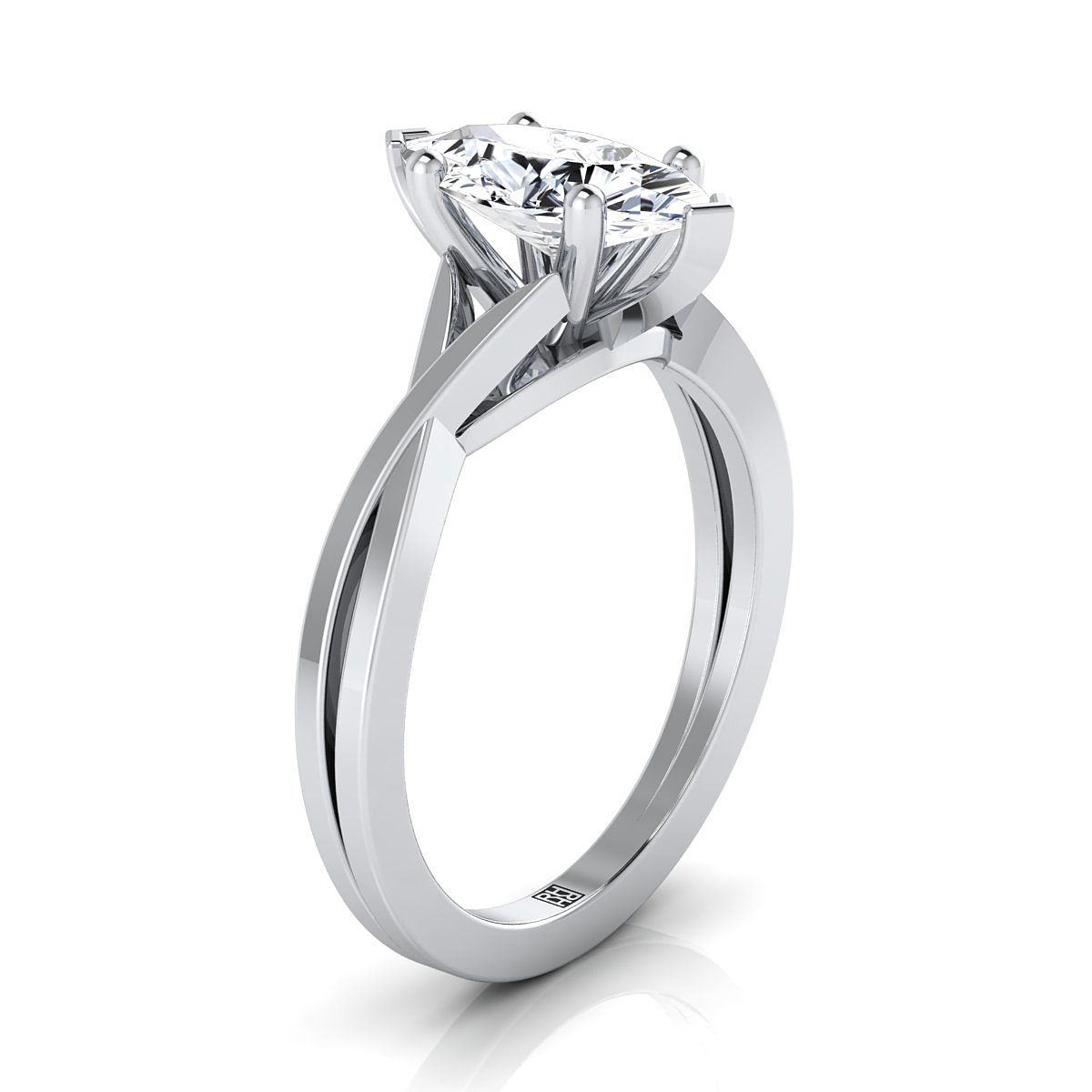 แหวนหมั้นทองขาว 14K Marquise Delicate Twist Solitaire