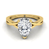 14K Yellow Gold Pear Shape Center Delicate Twist Solitaire Engagement Ring