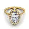 ทองคำขาว 14K Marquise Classic French Pave Halo และแหวนหมั้นเชิงเส้น -1/2ctw