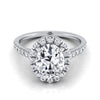 Platinum Oval Classic French Pave Halo และแหวนหมั้นเชิงเส้น -3/8ctw