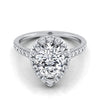 Platinum Pear Shape Center Classic French Pave Halo และแหวนหมั้นเชิงเส้น -3/8ctw