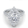 Platinum Marquise  Diamond Shared Prong Halo Engagement Ring -5/8ctw