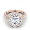 14K Rose Gold Oval Diamond Shared Prong Halo Engagement Ring -5/8ctw