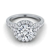 14K สีขาวทอง Round Brilliant Diamond Simple Prong Halo พร้อมแหวนหมั้น Petite Split Shank Pave -1/2ctw