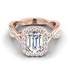 แหวนหมั้นเพชรทรงหยดน้ำ 14K Rose Gold Emerald Cut -1/2ctw